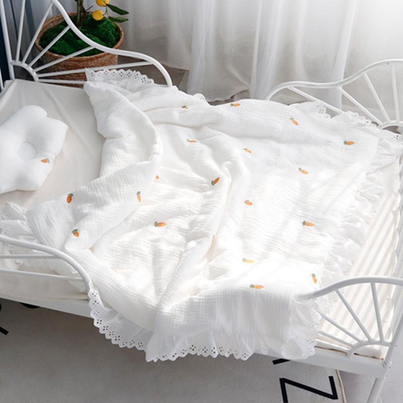 

Cotton Crinkle Muslin Thin Quilt with falbala for Kids Cute Quilt Winter Blankets Children Items 120x150cm, -l