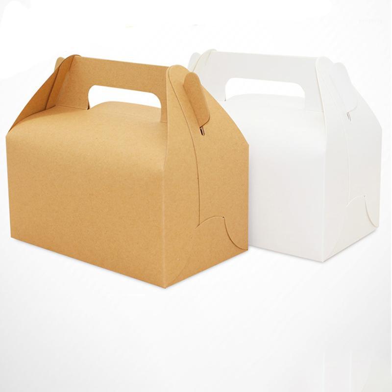 

10pcs Kraft Paper Box With Handle Cookie Muffin Cupcake Baking Cake Boxes Wedding Birthday Christmas Gift Packaging Boxes1