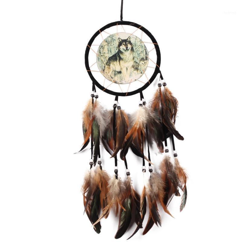 

60 cm Wolf Totem Dream Catcher Gift Handmade Dream Catcher Net With Feathers Wall Hanging Ornament For Home Decor1