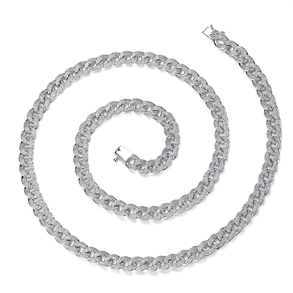 

Hip Hop Shining Zircon Cuba Chains Necklace Jewelry Men's Shining Chains Necklace 18k Gold Silver Link Chains