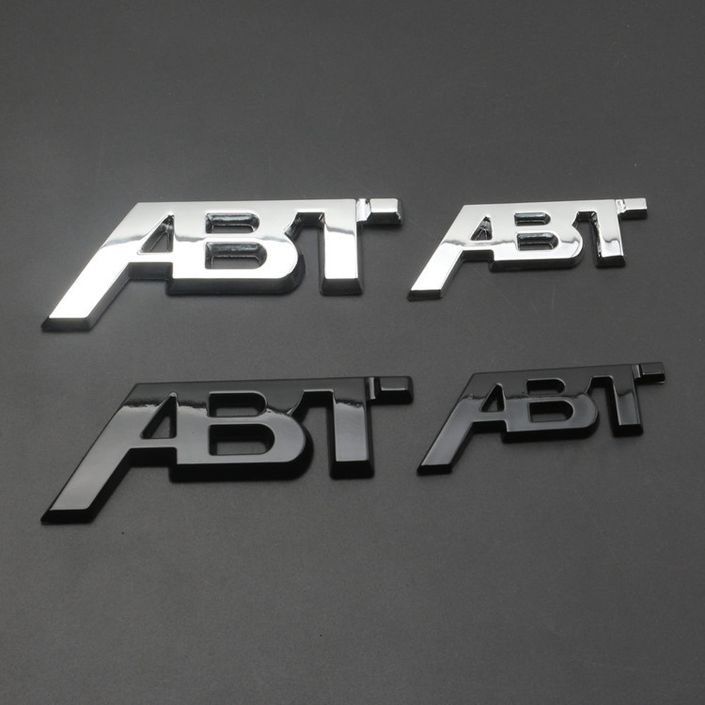 Chrome Silver brillant noir ABT 3D adhésif arrière-côté arrière corbon de voiture badge emblème autocollants logo pour Audi VW
