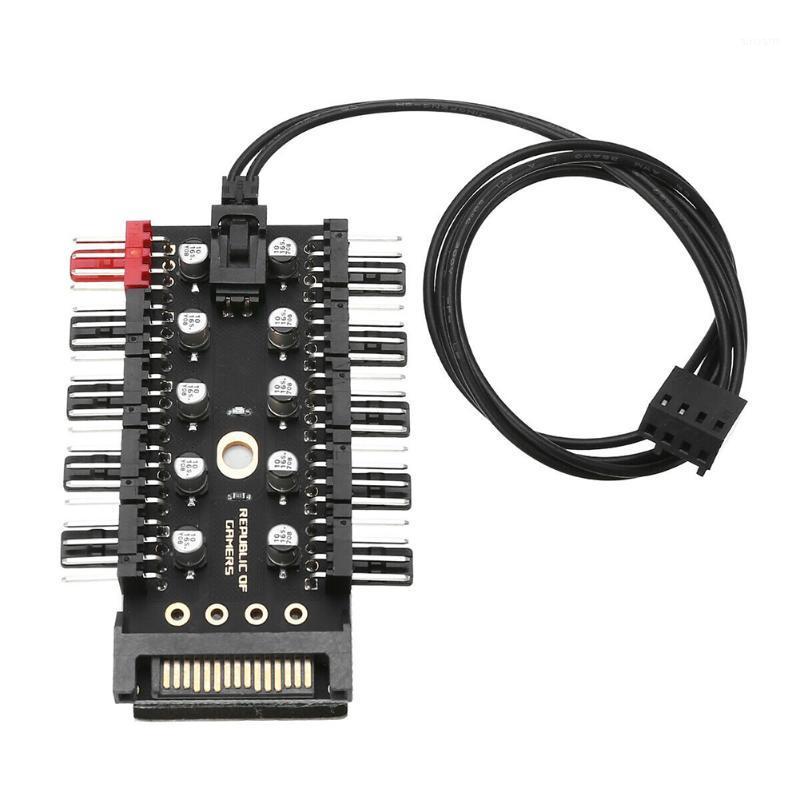 

1 To 10 Way Connection Parts Splitter Computer Motherboard 4 Pin Accessories PWM Speed Controller Self Adhesive Cooling Fan Hub1