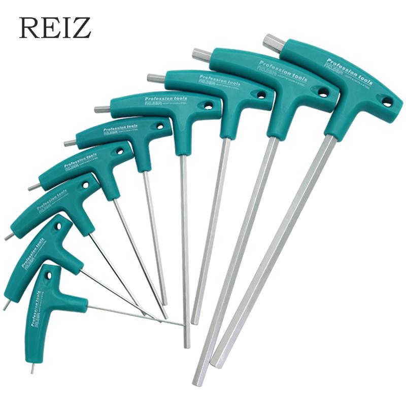 

REIZ Hexagonal Wrench Allen Key 9 Pcs Set Hex Screw Nuts Spanner 1.5-10mm T-Shaped Handle Automobile Repair Household Tool Kits