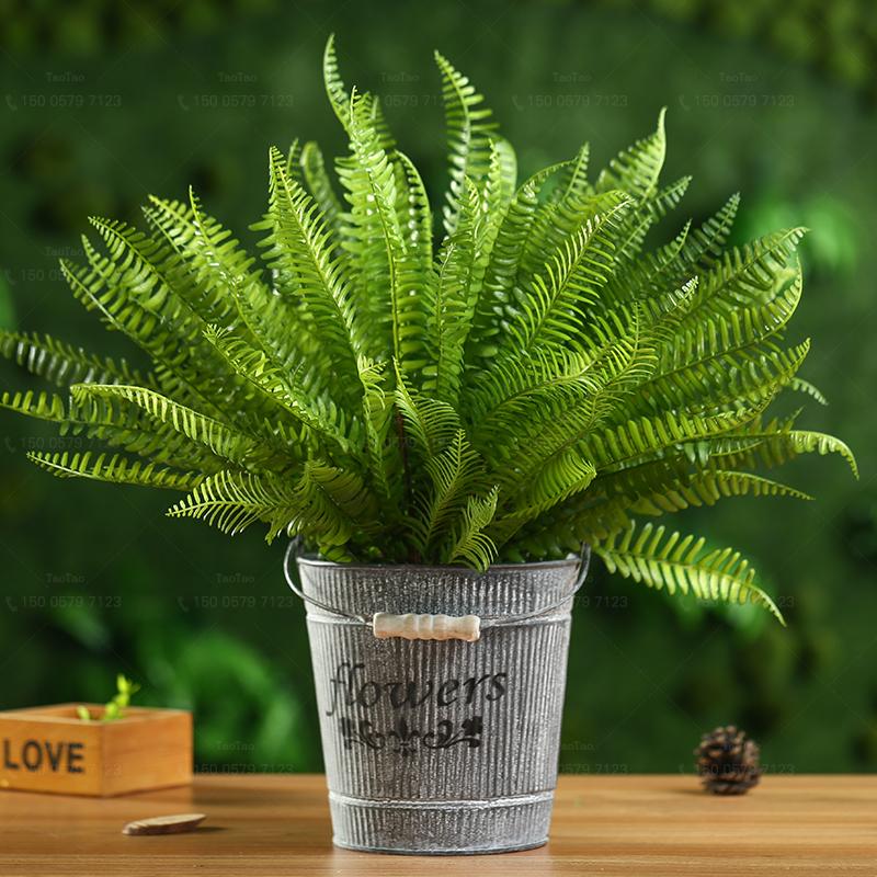 

New Artificial Green Plants Grass Fake Floral Plastic Artificial Flowers Green Leaf For Home Office Hotel Wedding Table Decor, Green 05