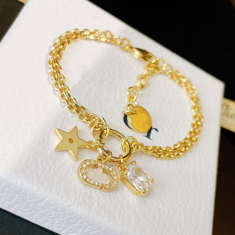 

Star Diamond Circle Bracelet Design For Womens Girls Jewerly High Quality Traditional Charm Elegant Decorate 18k Gold Plated Bracelets