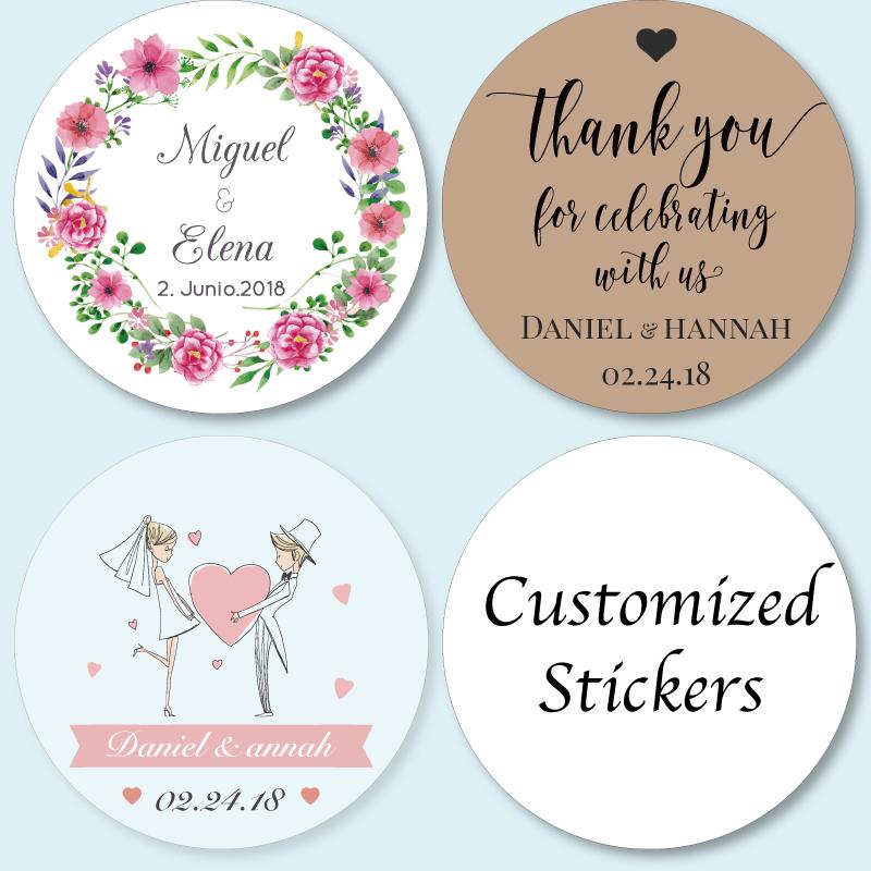 

100 Pieces, Customized Personalized Wedding Stickers, Logos, Photo, Favor Boxes Tags, Cupcake, Bottle Labels, Invitations Seals