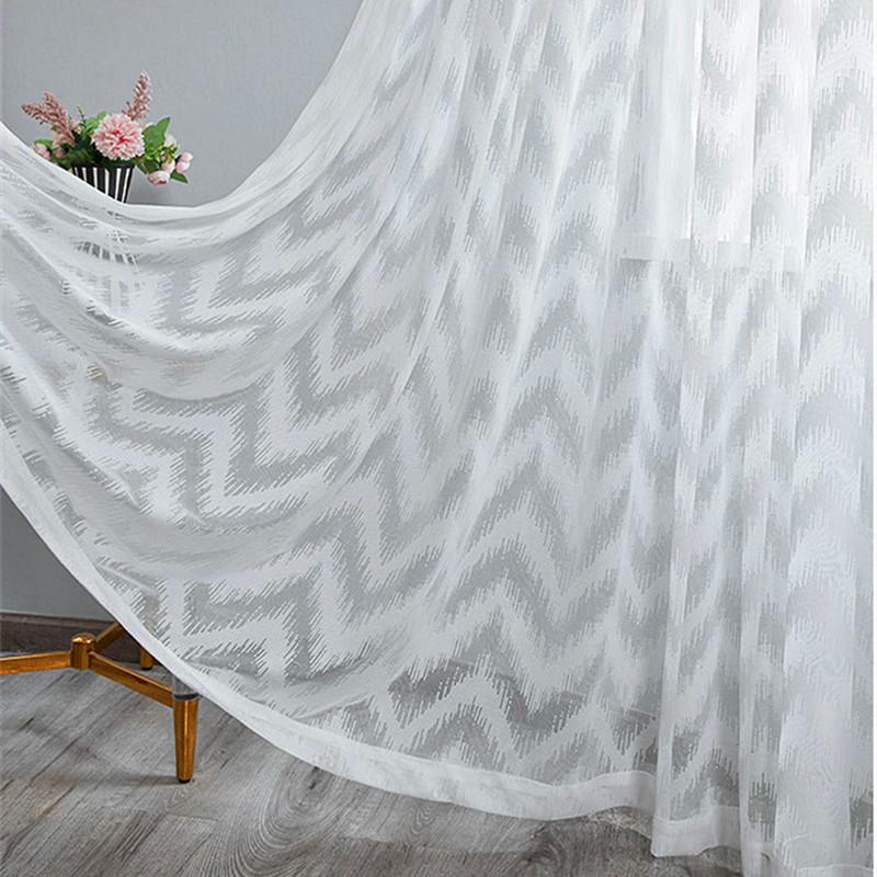 

Modern Wave Style Elegant White Window Tulle Curtain Decoration European Jacquard Sheer Curtains for Bedroom Living Room Kitchen
