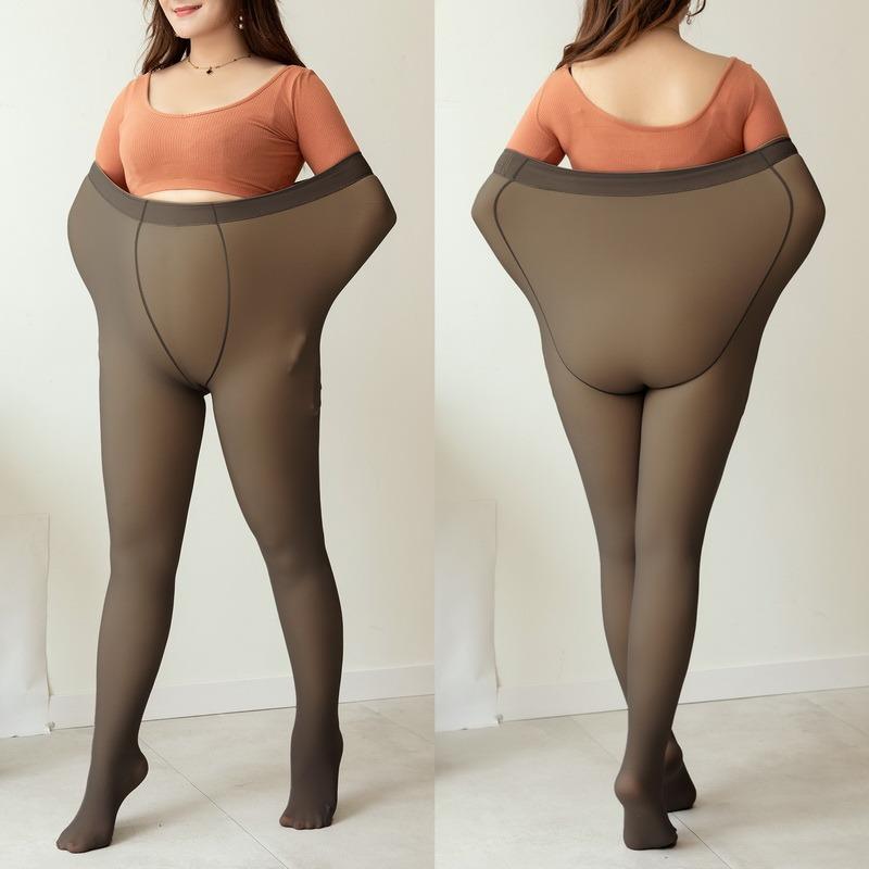 

Women's Leggings Winter Fake Translucent Women High Waist Slim Sexy Tight Leggins Elasticity Plus Size Warm Thin Female, Black
