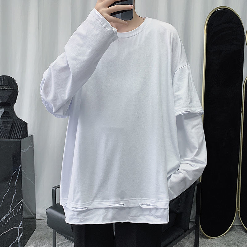 

Male Sweatshirt 2021 Spring and Winter Thin New Two Hoodie Young Men's Clothes 6T3N, White