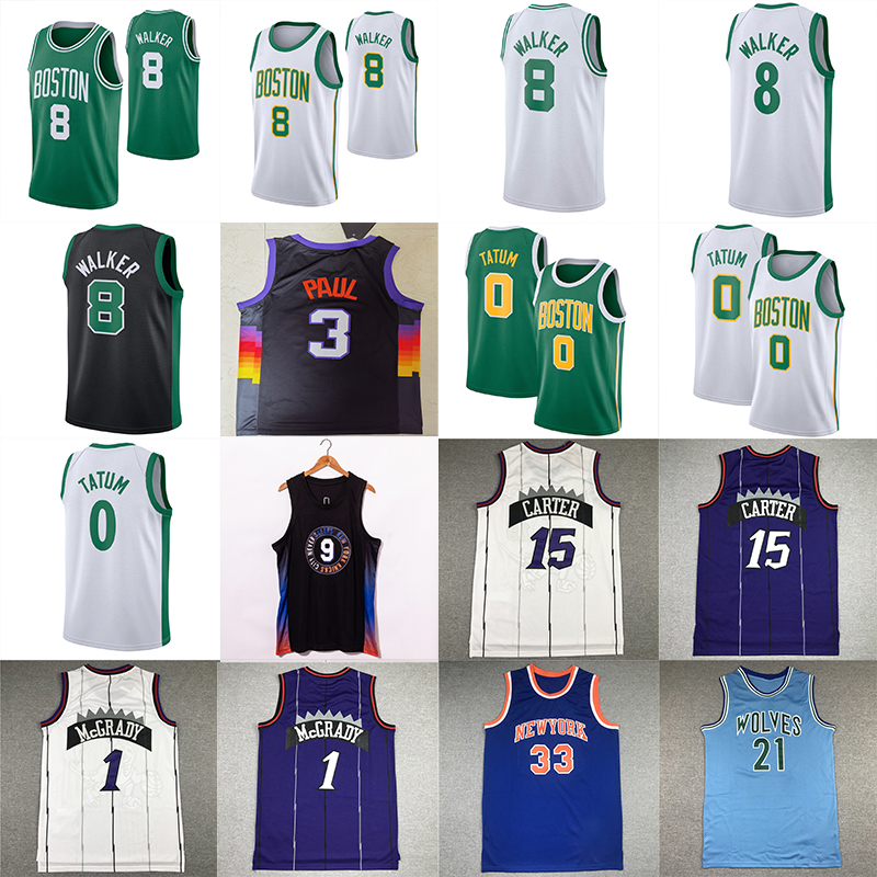 

NCAA R.J.9 Barrett Kemba 8 Walker Jayson 0 Tatum Vince 15 Carter 1 McGrady Larry 33 Bird Kevin 5 Garnett 34 Pierce Men Basketball Jerseys