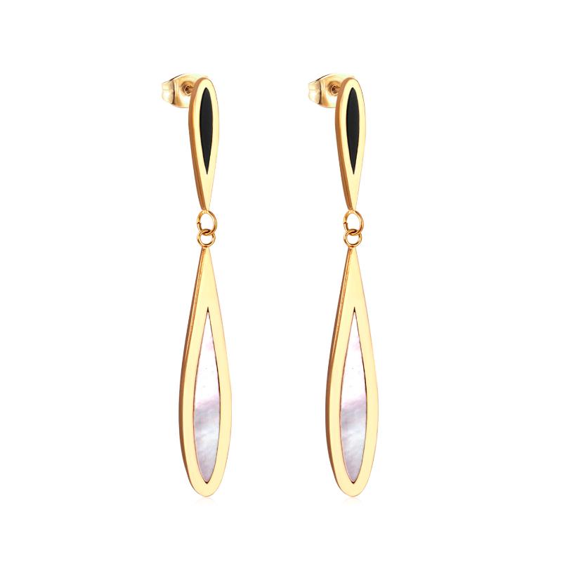 

Dangle & Chandelier LUXUKISSKIDS Korean Water Drop Shell 316L Stainless Steel Jewelry Earrings Set For Women Party Gift Gold/Steel