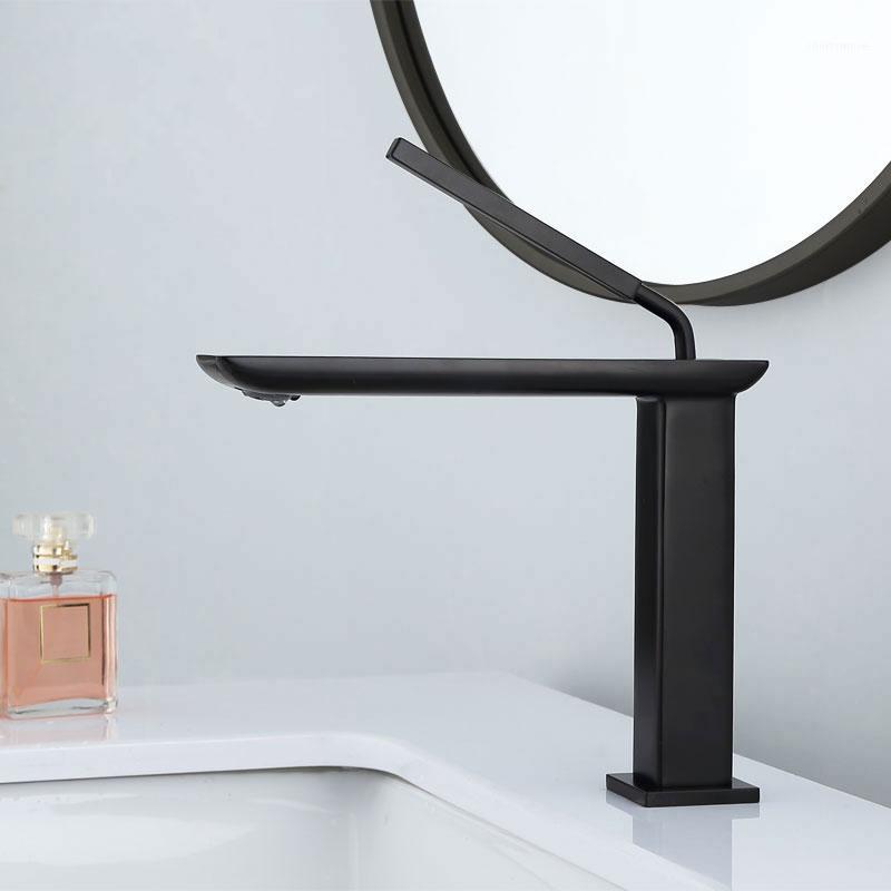 

Bathroom Faucet Brushed Gold Brass Bathroom Basin Faucet Cold And Hot Water Mixer Sink Tap Deck Mounted Black/White Tap1