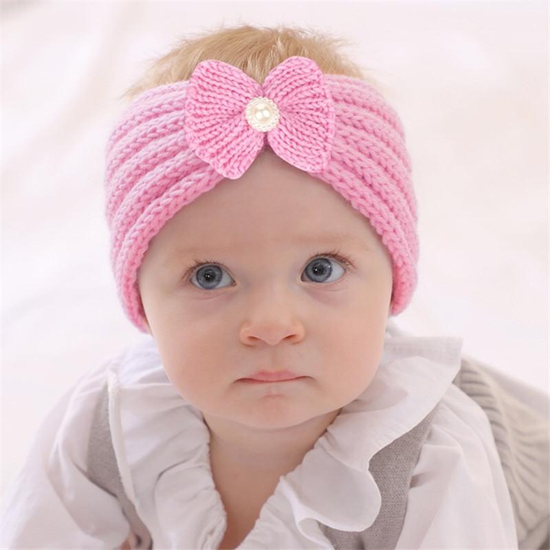 

Hair Accessories Born Baby Headbands Big Bow Crochet Knitted Kids Boy Girl Hairband Infant Elastic Bands Head Wrap, Slivery;white