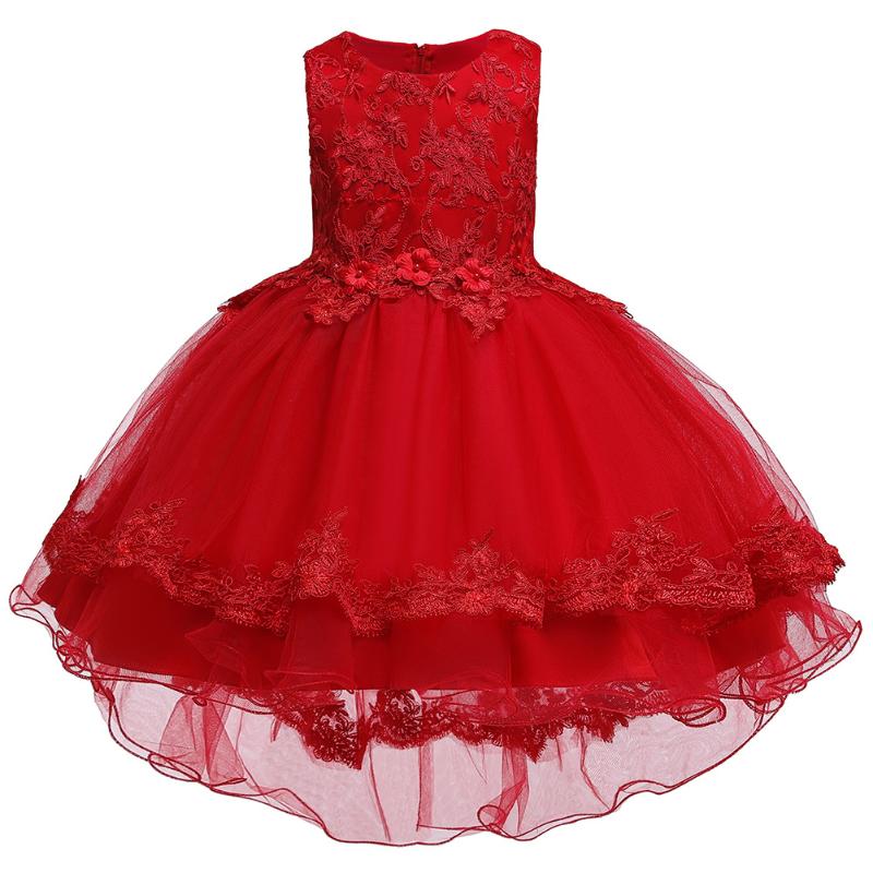 

New Baby Girl's Lace Flower Trailing Wedding Party Dress Toddler Kids Christmas Costmes Children Bridesmaid Dresses Vestidios, Purple