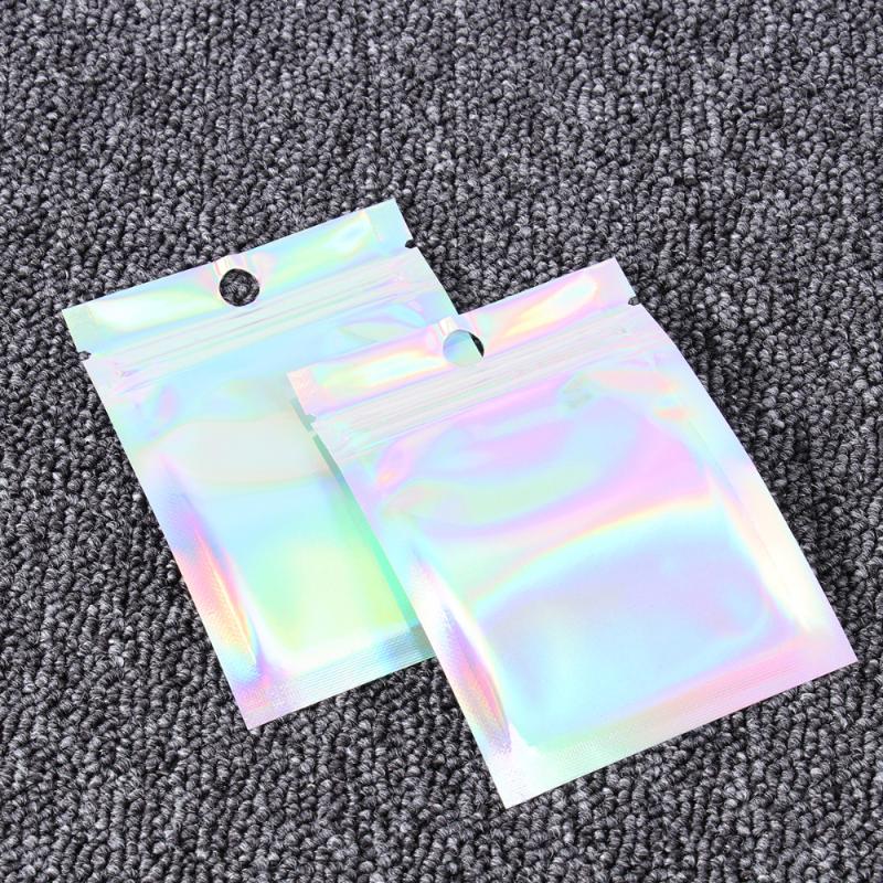 

100PCS Plastic Jewelry Packing Bag Stylish Zipper Zealed Bag Dream Color Jewelry Flashing Plastic for Home Party Store U