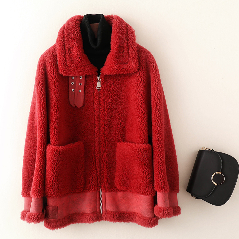 

Royal Women Leather of High Quality Sheep Loose Coats Outerwear Snow Female Hot Winter Cycle Bike Clothes Zy0p, Yellow