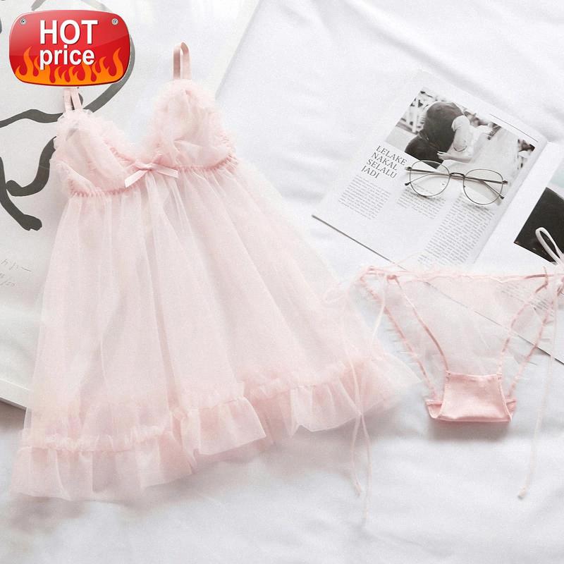 

Summer Sexy Lace Sling Ladies Nightdress Polka Dot Mesh Side Slit Sleepwear Suit Lingerie for Womens Nightgown Sleepwear #0e97, Black;white