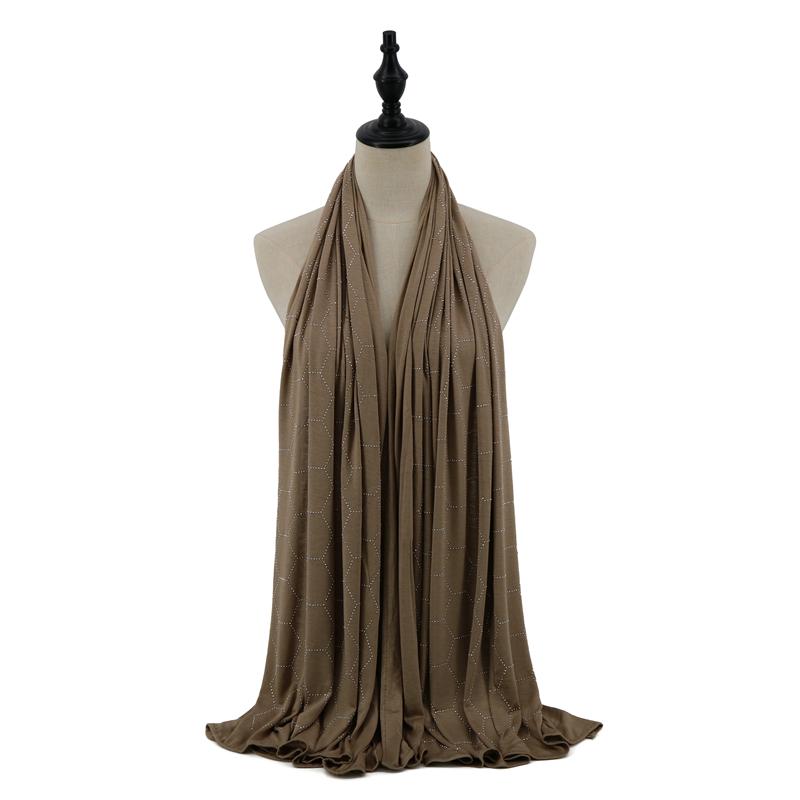 

Wholesale price Popular Stone Jersey Hijab Scarf Stretchy Shawls with crystal for muslim women