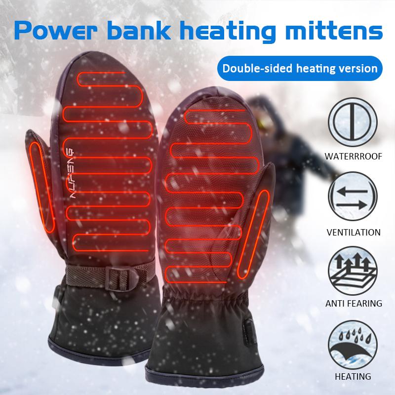 

2021 Full Finger Gloves Touch Screen Electric Heating Mitten Gloves/Waterproof Power Bank Heating Gloves Double Sided, Swith