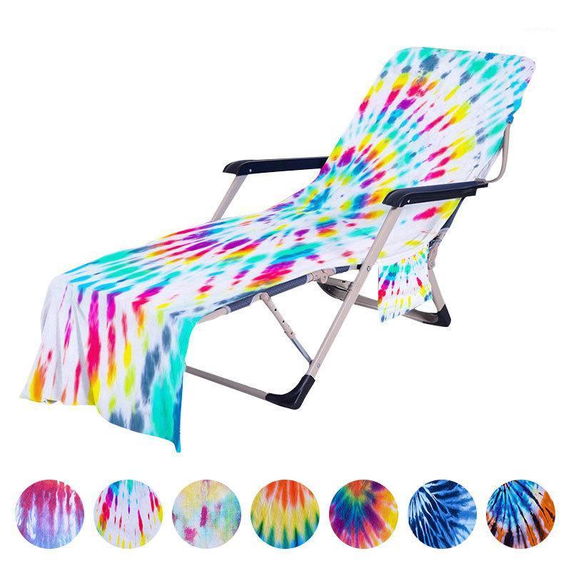 

Colorful Rainbow Print Beach Chair Cover Summer Swimming Pool Sun Lounger Towel Microfiber Deck Chair Covers With Storage Pocket1