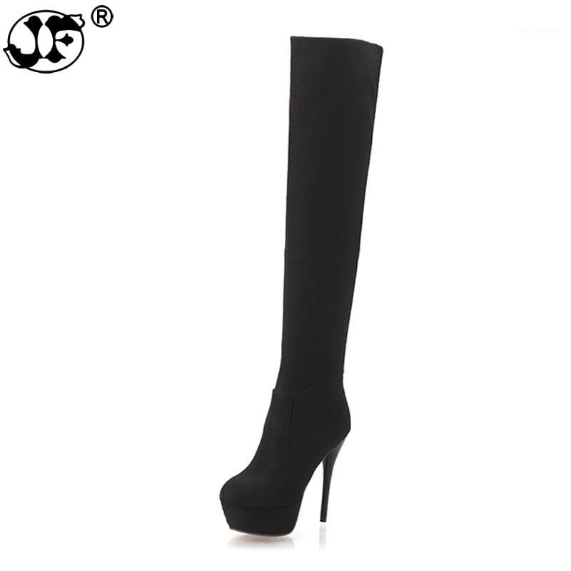 

Boots Big Size Women Over Knee High Sexy Thin Heels Red Bottom Shoes Round Toe Platform Winter Snow Boots1, Black