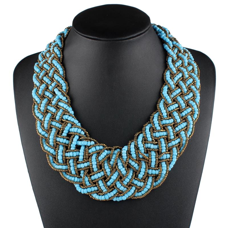 

Claire Jin Handmade Woven Small Beads Bohemian Necklace Fashion Vintage Ethnic Jewelry Short Women Choker Collar Necklaces