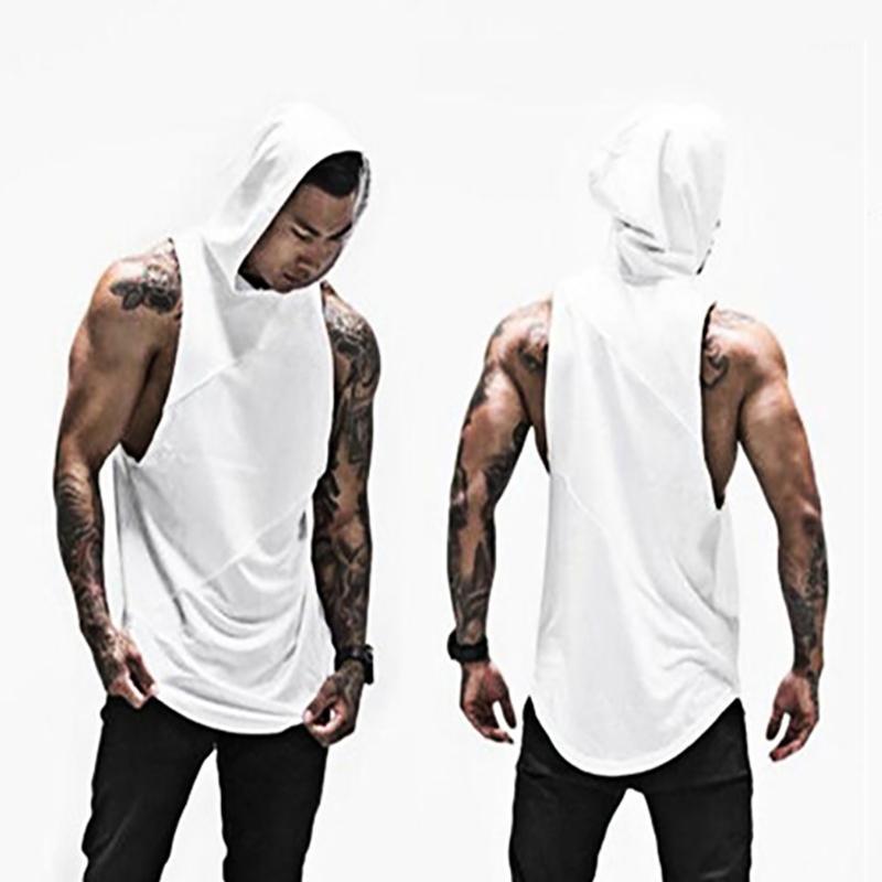

Running Jerseys Vest Men Fitness Sleeveless Shirt With Hoody Mesh Patchwork Gym Clothing Bodybuilding Stringer Tank Tops Hoodies Singlet1, Gray