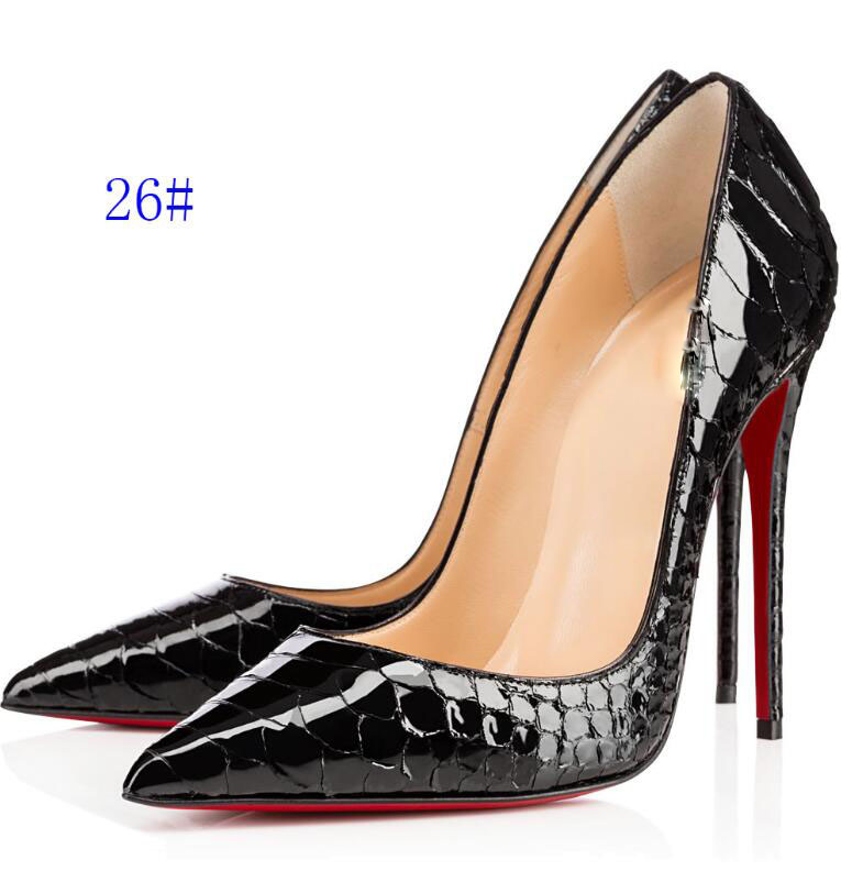 

New Free Shipping So Kate Styles 8cm 10cm 12cm High Heels Shoes Red Bottom Nude Color Genuine Leather Point Toe Pumps Rubber Wedding Shoes, 15#