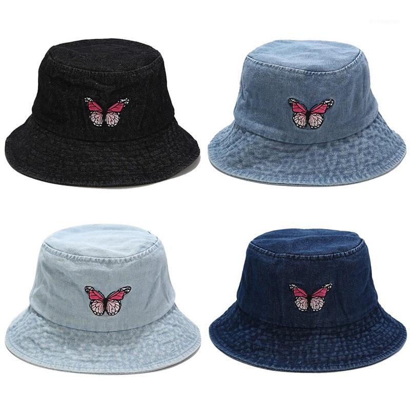 

Butterfly Embroidery Denim Bucket Hat Women Summer 2020 Designer Panama bob chapeau femme fishing cap Woman bucket hats1, Lb