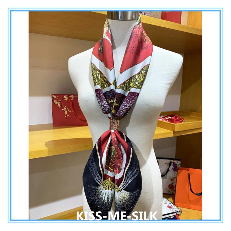 

Scarves KMS Knight Silk Twill Sand Washed Scarf Shawl Large Square 90*90CM/55G