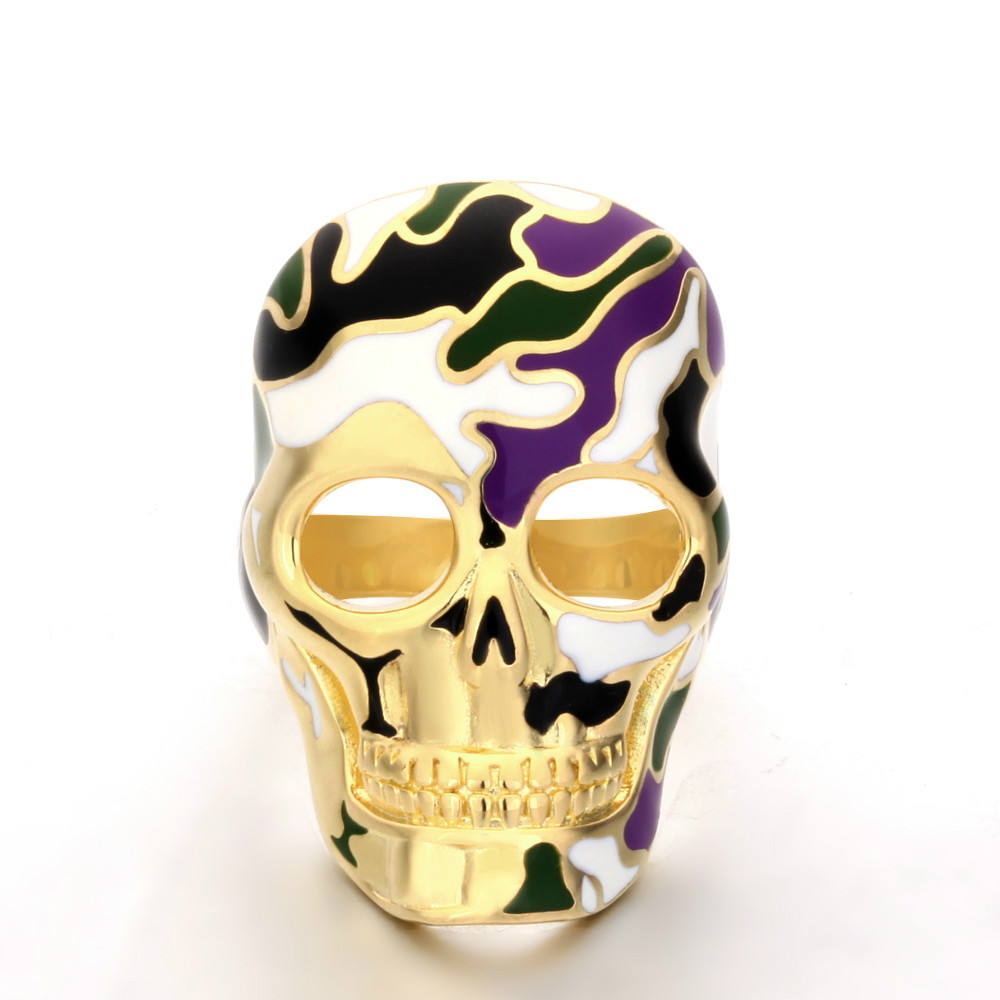 

VAROLE Classic Punk Enamel skull Rings for Halloween Gift Ring 4 Style Scary Colored Skull Rings for Women Copper Jewelry Wholesale
