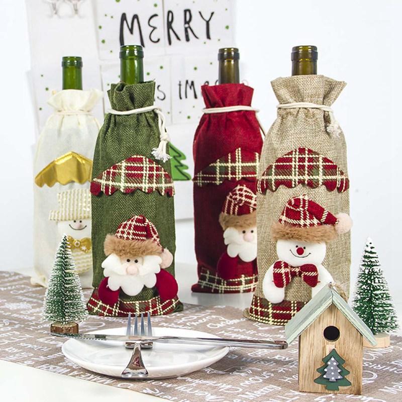 

Christmas Accessories Wine Bottle Cover Set Santa Claus Snowman Bottle Cover Bag New Year Xmas Dinner Party Christmas Decoration1