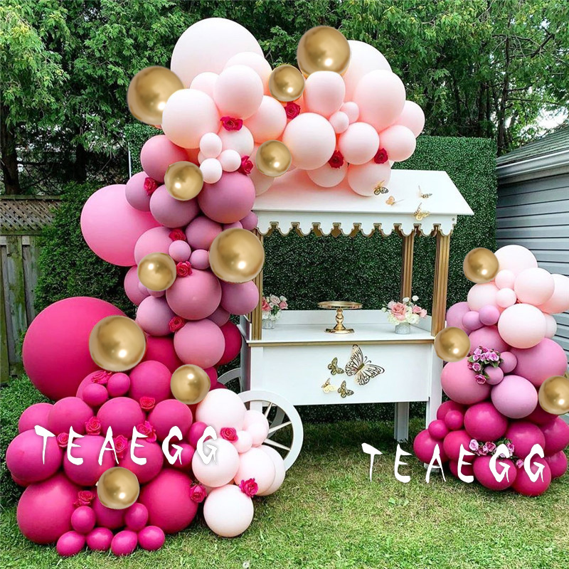 

150pcs Metallic Gold Balloon Garland Arch Kit for Birthday Baby Shower Weddings Party Decoration Retro Pink Balloons Backdrop T200624