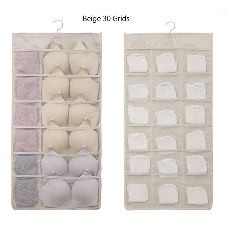 

1Pcs 15/24/30 Grids Storage Hanging Bag Double Sided Underwear Home Wardrobe Double-sided Hanging Storage Bag Household Supplies1