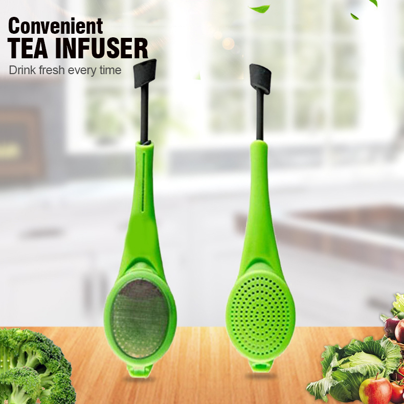 

Reusable Convenient Tea Infuser Gadget Measure Coffee Tea Flavor Swirl Stir Press Healthy Food Grade Plastic Strainer Kitchen Tools CFYL0193