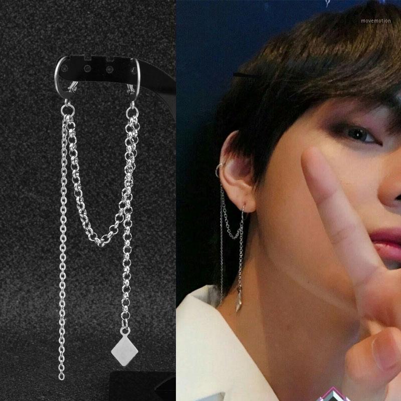 

Punk Ear Clip Cuff Earrings for Men Women Tassel Chain Stainless Steel Rock Stud Earring Hip hop Grunge Accessories Unisex Gift1