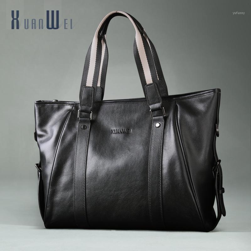 

Men's Handbag Computer Bag High-end Leather Shoulder Messenger Bag Briefcase Business Genuine Leather Men's1, Black large