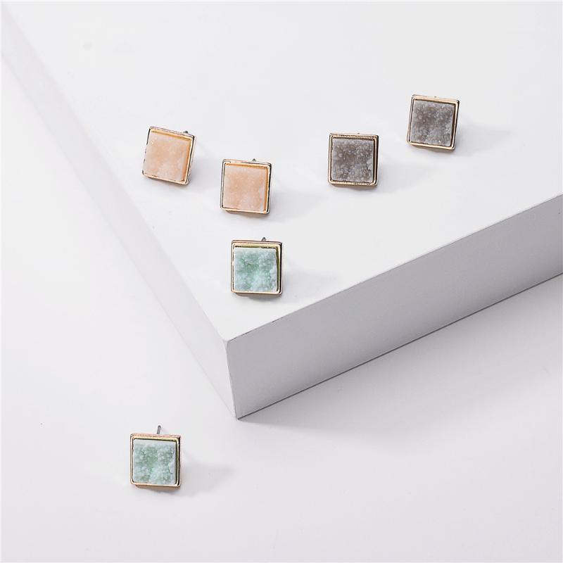 

2020 New Arrival Candy Color Resin Druzy Small Square Stud Earrings Women Fashion Bright Color Stud Earrings Women Fashion1