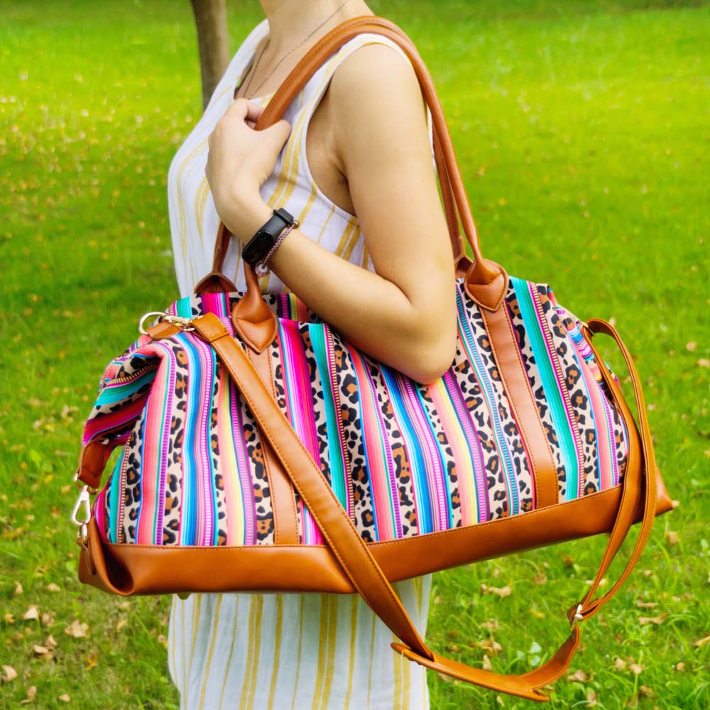 2019 brand fashion Serape Leopard Travel Bag Wholesale Blanks Stripe Leopard Duffle Bag Large Capacity Overnight Weekend Purse DOM1096-image-638006397