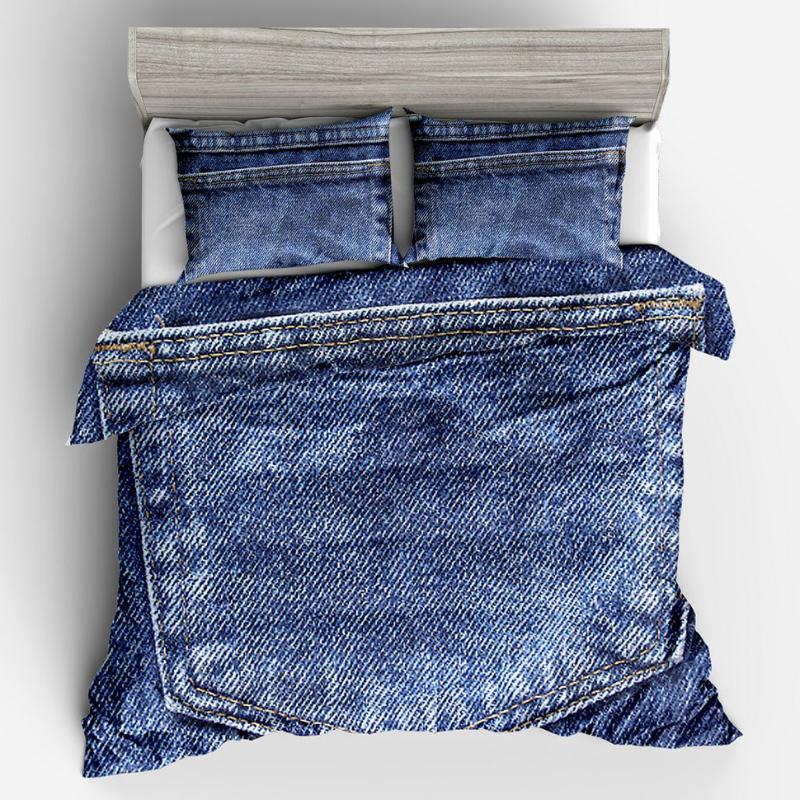 

Jeans Pocket Design Boy's Bedding Set Duvet Cover Family Kids Girls Bed Quilt Cover Clothes Pillowcase  Full Queen King Size