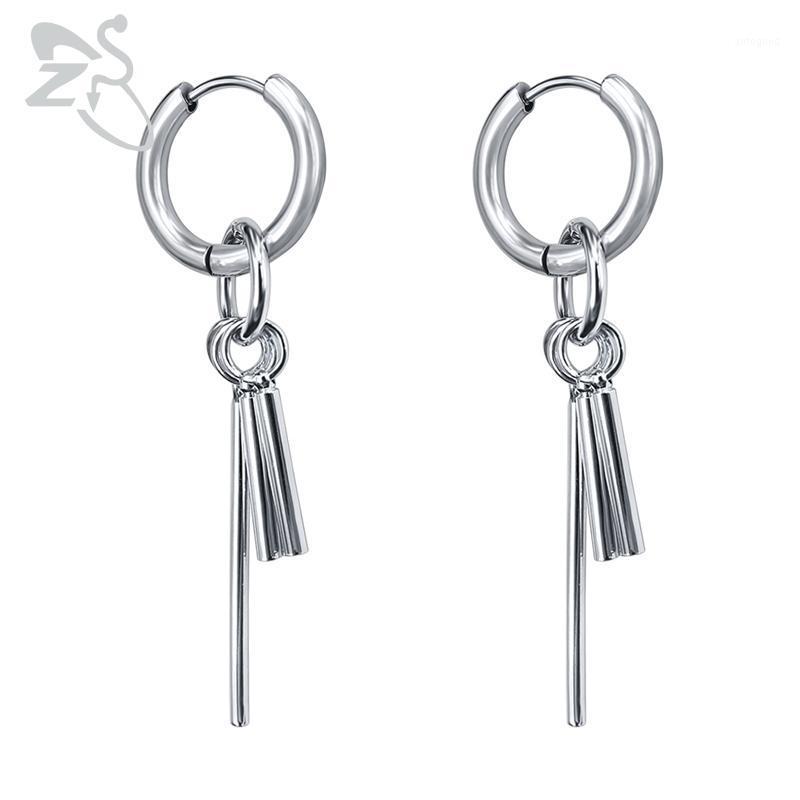 

Charm ZS Stainless Steel Korean Hoop Earrings Punk Round Earring With Tassel Hip Hop Jewelry Accessories Gifts For Boys 20211