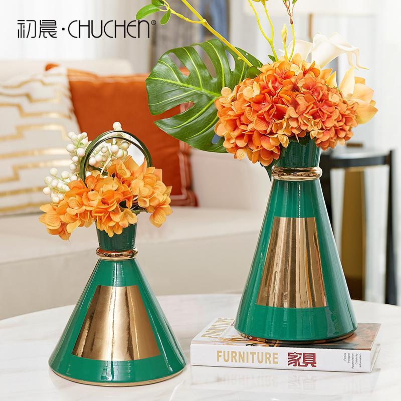 

European Style Vases Luxury Art Simple Manual Ceramic Vase Living Room Decoration Decoracion De Hogar Vases Ornaments DA60HP