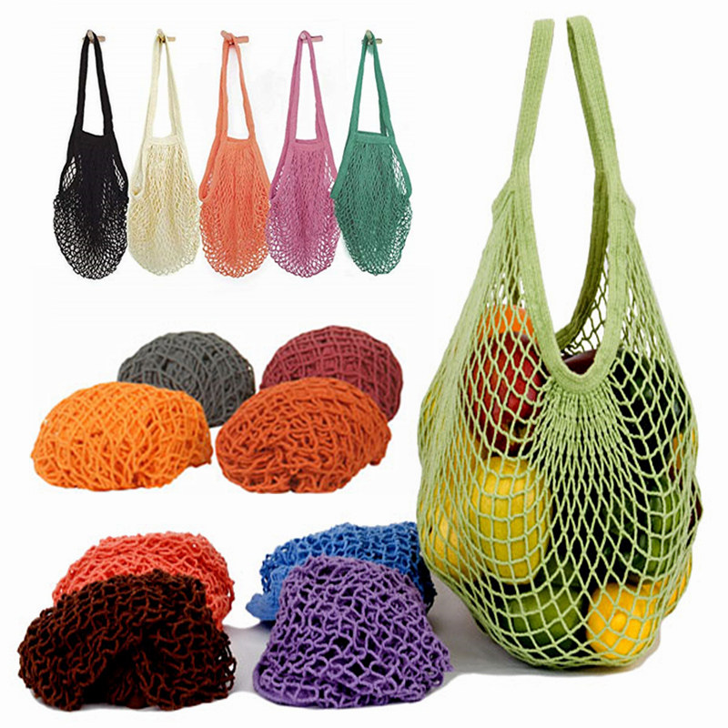 

Totes Mesh Bag Cotton String Produce Shopping Turtle-bags Grocery Long Handle Net Shoulder-Bag Fruit Vegetable Reusable