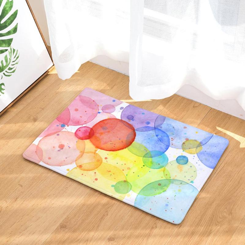 

Rectangle Mat Door Mat Anti Slip Oil Painting Geometry Flannel Printing Floor Pads Bath for Bathroom Kitchen Home Decoration