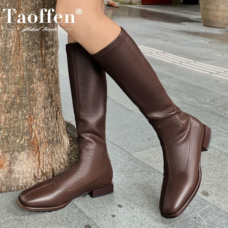 

Taoffen New Women Knee High Boots Square Toe Women Winter Long Boots Fashion Casual Shoes Daily Footwear Size 33-43, Black1