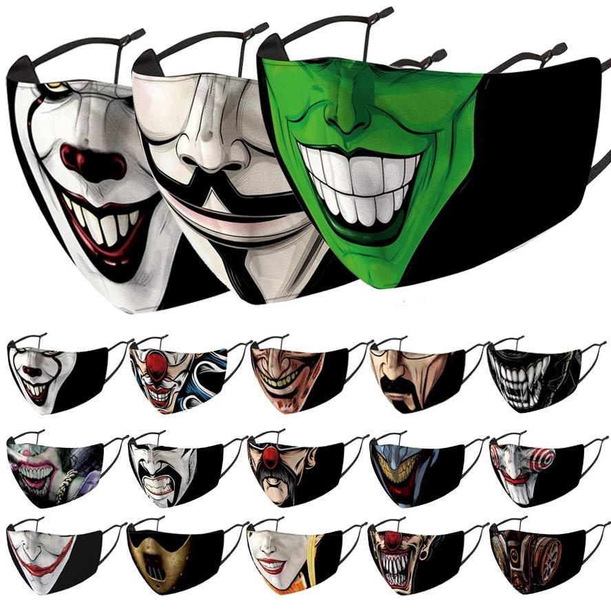 

us stock face mask clown designer face masks printed fashion classic black facemask dustproof windproof and haze PM2.5 filter wash mask