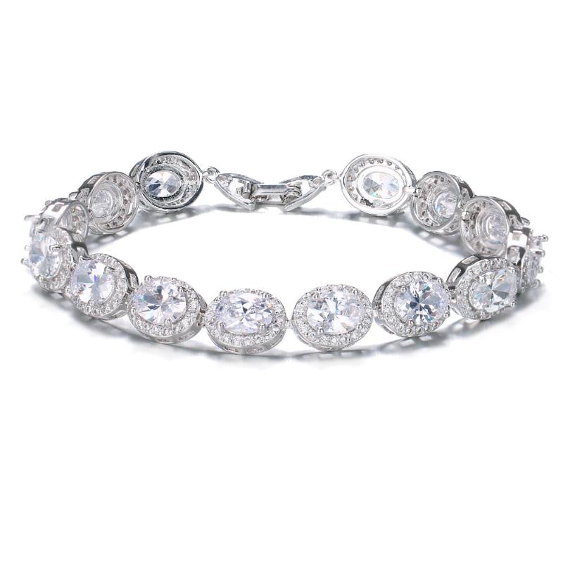 

Hermosa White Zircon Shiny Fashion High Quality Fine Jewelry Bracelet 7'' For Woman/Lady HS0100B