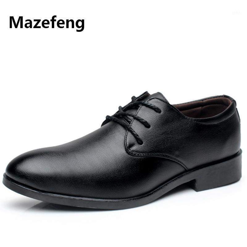 

Mazefeng 2020 New Male Leather Shoes Breathable Pointed Toe Men Dress Shoes Lace-up Solid Business Leather Wear-resisting1