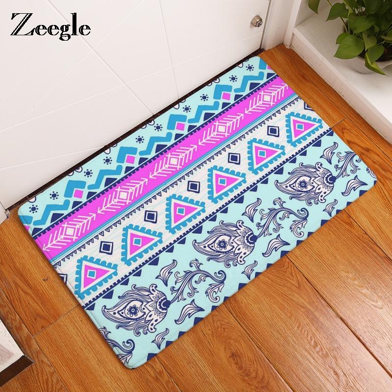 

Zeegle Entrance Doormats Bath Rug Washable Kitchen Floor Carpet Non-slip Bathroom Mat Kids Bedroom Bedside Carpet For Home Decor, Ethnic 05
