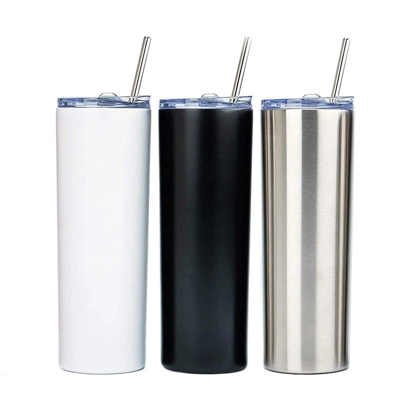 

20oz White Sublimation Straight Tumbler 600ml Blanks Double 304 Mug Stainless Steel Vacuum Cup Water Bottle Insulated Slim DIY 20 oz Cup Car Coffee Mugs, Drinking straws